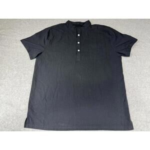 Men’s XL Cotton Linen Short Sleeve Black Shirt Beach Vacation Preppy Casual